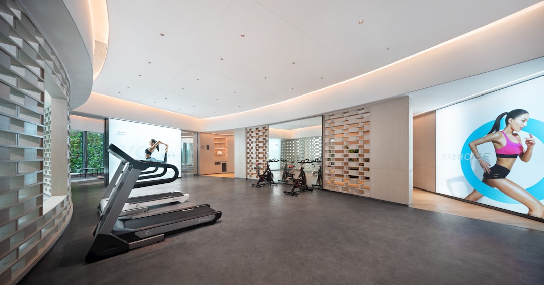 Modern gym with treadmills and exercise equipment